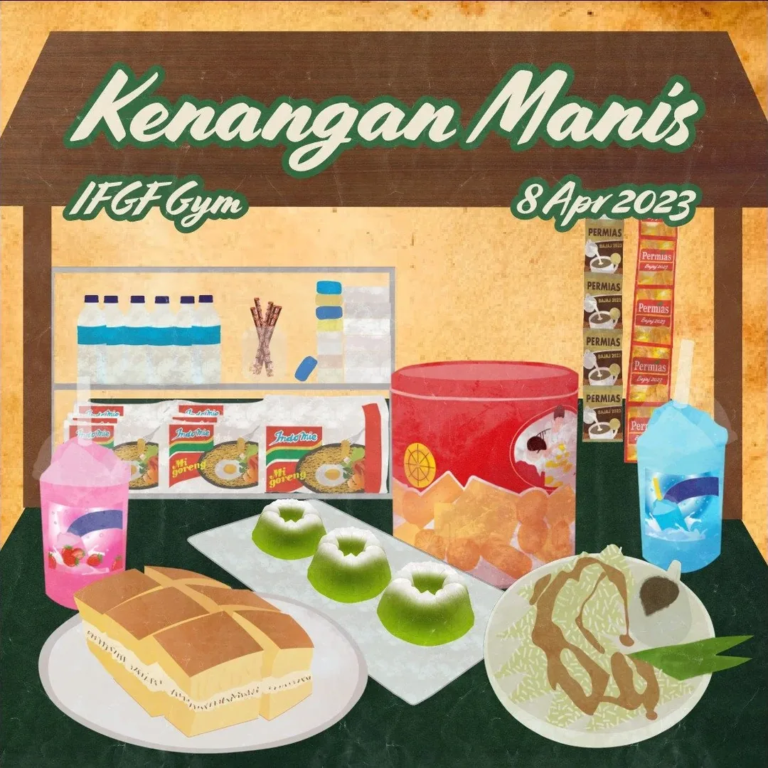 BAJAJ 2023 “Kenangan Manis” poster with Indonesian snacks and drinks